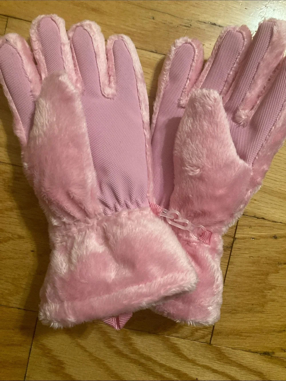 Kids Plush Pink Mittens — Cozy Faux-Fur Gloves